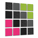 Wandbild Quadrate 16-tlg. Schalldämmung aus Basotect ® G+ / Schallabsorber - Elemente - Set 31