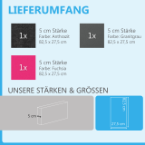 Sound absorber set Colore made of Basotect G+< 3 elements > anthracite + granite grey + fuchsia