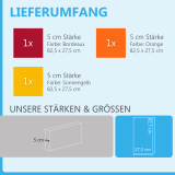 Sound absorber set Colore made of Basotect G+< 3 elements > bordeaux + orange + sunny yellow