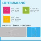 Sound absorber set Colore made of Basotect G+< 3 elements > fuchsia + light green + sunny yellow