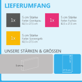 Sound absorber set Colore made of Basotect G+< 3 elements > granite grey + fuchsia + sunny yellow