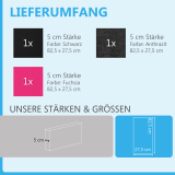 Sound absorber set Colore made of Basotect G+< 3 elements > black + anthracite + fuchsia