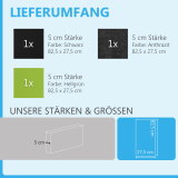 Schallabsorber-Set Colore aus Basotect G+ < 3 Elemente > Schwarz + Anthrazit + Hellgrün