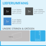 Sound absorber set Colore made of Basotect G+< 3 elements > black + granite grey + light blue