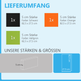 Sound absorber set Colore made of Basotect G+< 3 elements > black + orange + light green