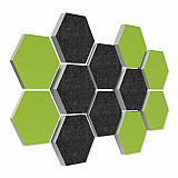 12 honeycomb absorbers made of Basotect ® G+ / &quote;Colore&quote; BigPack / 4 each 300 x 300 x 30/50/70mm Anthracite + Light Green
