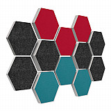 12 honeycomb absorbers made of Basotect ® G+ / &quote;Colore&quote; Multicolor 02 BigPack / 4 each 300 x 300 x 30/50/70mm