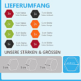 12 honeycomb absorbers made of Basotect ® G+ / &quote;Colore&quote; Multicolor 06 BigPack / 4 each 300 x 300 x 30/50/70mm