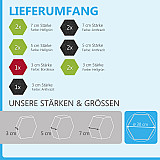 12 Absorber Wabenform aus Basotect ® G+ / &quote;Colore&quote; Multicolor 07 BigPack / je 4 Stück 30/50/70mm