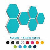 6 absorbers honeycomb shape - made of Basotect ® G+ / &quote;Colore&quote; / 2 each 300 x 300 x 30/50/70mm