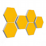 6 absorbers honeycomb shape - made of Basotect ® G+ / &quote;Colore&quote; / 2 each 300 x 300 x 30/50/70mm