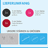 3 Acoustic sound absorbers made of Basotect ® G+ / Circle anthracite + bordeaux + fuchsia