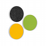 3 Acoustic sound absorbers made of Basotect ® G+ / Circle anthracite + light green + sunny yellow