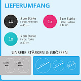 3 Acoustic sound absorbers made of Basotect ® G+ / Circle anthracite + turquoise + fuchsia