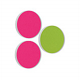 3 Akustik Schallabsorber aus Basotect ® G+ / Kreis Fuchsia + Hellgrün