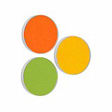 3 Akustik Schallabsorber aus Basotect ® G+ / Kreis Orange + Sonnengelb + Hellgrün
