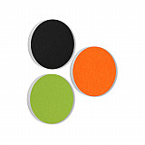 3 Acoustic sound absorbers made of Basotect ® G+ / Circle black + orange + light green