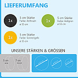 3 Acoustic sound absorbers made of Basotect ® G+ / Circle anthracite + light green + sunny yellow