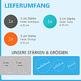 3 Acoustic sound absorbers made of Basotect ® G+ / Circle granite grey + turquoise + orange