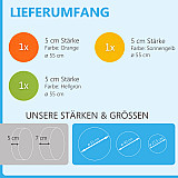 3 Acoustic sound absorbers made of Basotect ® G+ / Circle orange + sunny yellow + light green