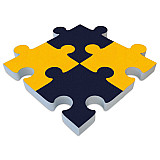 4x PUZZLE acoustic elements made of Basotect ® G+ sound insulation sound absorber - dark blue + sunny yellow