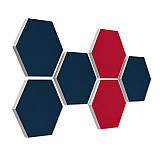 6 absorbers honeycomb form made of Basotect ® G+ each 300 x 300 x 30mm &quote;Colore&quote; DARK BLUE and BORDEAUX
