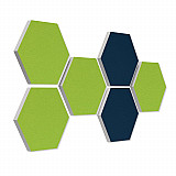 6 absorbers honeycomb form made of Basotect ® G+ each 300 x 300 x 30mm &quote;Colore&quote; LIGHT GREEN AND DARK BLUE