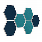 6 absorbers honeycomb form made of Basotect ® G+ each 300 x 300 x 30mm &quote;Colore&quote; PETROL and DARK BLUE