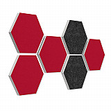 6 absorbers honeycomb form made of Basotect ® G+ each 300 x 300 x 30mm &quote;Colore&quote; BORDEAUX and ANTHRACITE