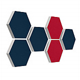 6 Absorber Wabenform aus Basotect ® G+ je 300 x 300 x 50mm &quote;Colore&quote; NACHTBLAU und BORDEAUX