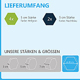 6 absorbers honeycomb form made of Basotect ® G+ each 300 x 300 x 30mm &quote;Colore&quote; LIGHT GREEN and DARK BLUE