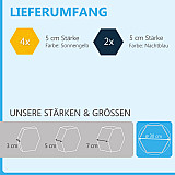 6 Absorber Wabenform aus Basotect ® G+ je 300 x 300 x 50mm &quote;Colore&quote; SONNENGELB und NACHTBLAU