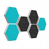 6 absorbers honeycomb form made of Basotect ® G+ each 300 x 300 x 30mm &quote;Colore&quote; ANTHRACITE and TURQUOISE