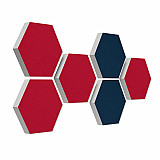 6 absorbers honeycomb form made of Basotect ® G+ each 300 x 300 x 30mm &quote;Colore&quote; BORDEAUX and DARK BLUE
