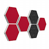 6 absorbers honeycomb form made of Basotect ® G+ each 300 x 300 x 30mm &quote;Colore&quote; BORDEAUX and ANTHRACITE