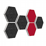 6 Absorber Wabenform aus Basotect ® G+ je 300 x 300 x 50mm &quote;Colore&quote; ANTHRAZIT und BORDEAUX