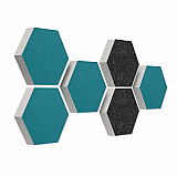 6 Absorber Wabenform aus Basotect ® G+ je 300 x 300 x 70mm &quote;Colore&quote; PETROL und ANTHRAZIT