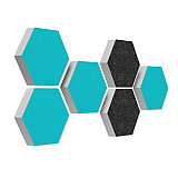 6 absorbers honeycomb form made of Basotect ® G+ each 300 x 300 x 70mm &quote;Colore&quote; TURQUOISE and ANTHRACITE