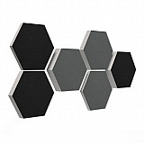 6 honeycomb absorbers made of Basotect ® G+ / &quote;Colore&quote; GRANITE GREY + BLACK/ 2 each 300 x 300 x 30/50/70mm