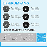 6 honeycomb absorbers made of Basotect ® G+ / &quote;Colore&quote; GRANITE GREY + BLACK/ 2 each 300 x 300 x 30/50/70mm