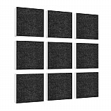 Wall object squares 9 pieces sound insulation, ANTHRACITE - sound absorber - elements made of Basotect ® G+