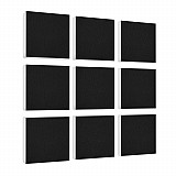 Wall object squares 9 pieces sound insulation, BLACK - sound absorber - elements made of Basotect ® G+