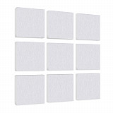Wall object squares 9 pieces sound insulation, WHITE - sound absorber - elements made of Basotect ® G+