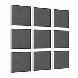 Wall object squares 9 pieces sound insulation, GRANITE GREY - sound absorber - elements made of Basotect ® G+