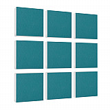 Wall object squares 9 pieces sound insulation, PETROL - sound absorber - elements made of Basotect ® G+