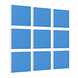 Wall object squares 9 pieces sound insulation, LIGHT BLUE - sound absorber - elements made of Basotect ® G+