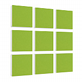 Wall object squares 9 pieces sound insulation, LIGHT GREEN - sound absorber - elements made of Basotect ® G+