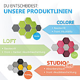 12 Absorber Wabenform aus Basotect ® G+ / &quote;Colore&quote; GRANITGRAU und PETROL BigPack / je 4 Stück 30/50/70mm