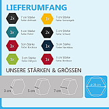 12 honeycomb absorbers made of Basotect ® G+ / &quote;Colore&quote; MULTICOLOR BigPack / 4 each 300 x 300 x 30/50/70mm