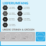 12 Absorber Wabenform aus Basotect ® G+ / &quote;Colore&quote; Multicolor SET 003 / je 4 Stück 30/50/70mm